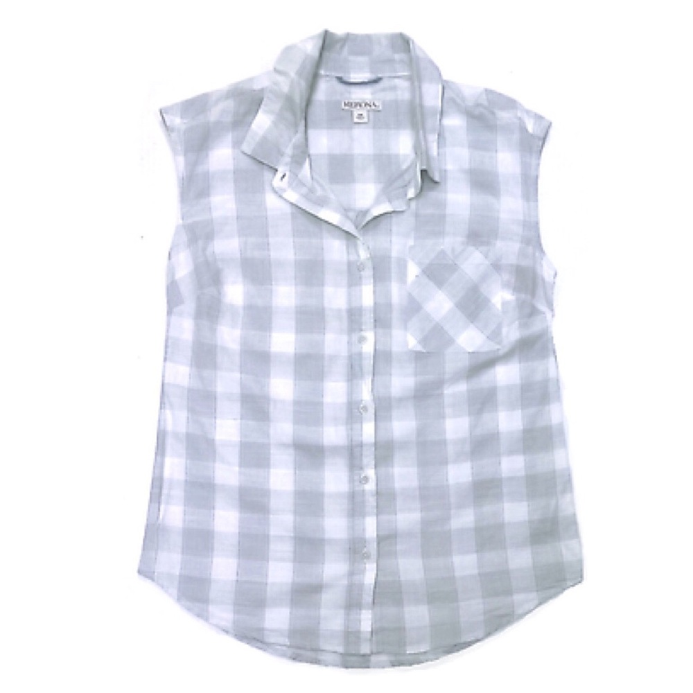 Merona Cap Sleeve Top | Grey Plaid